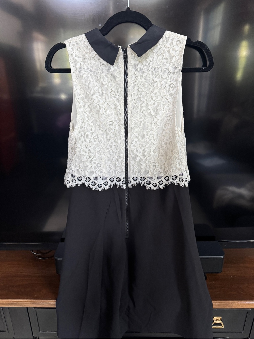 Alice + Olivia Black and White Lace Mini Dress - Picture 2 of 3